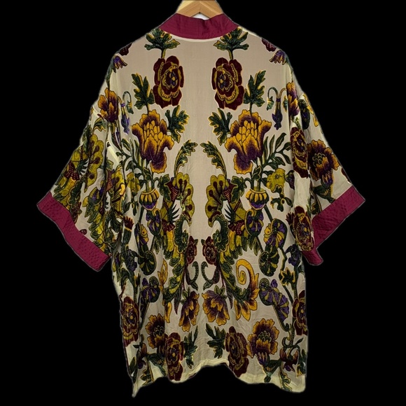 Chicos Womens Kimono Open Cardigan Topper L-XL Velvet Burnout Boho Gypsy Whimsy - Picture 2 of 14